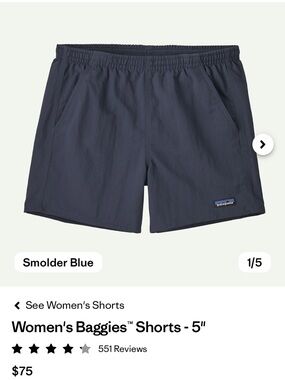 Patagonia - women’s baggies 5” shorts

Excellent condition